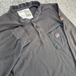 Rasco FR Henley Shirt Mens Large Black Flame Resistant Long Sleeve Workwear